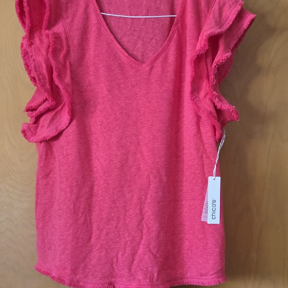 Chico's Fuchsia Ruffle Sleeve Blouse